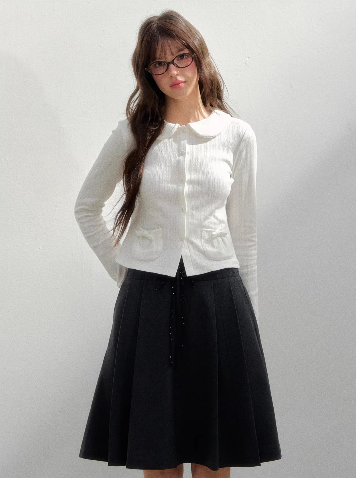 Floral Collar Cardigan & Shorts Set