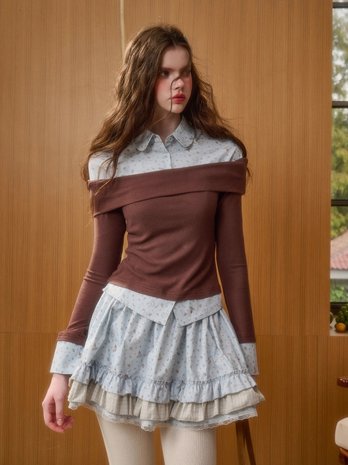 Rabbit Print Knit Two-Piece Set