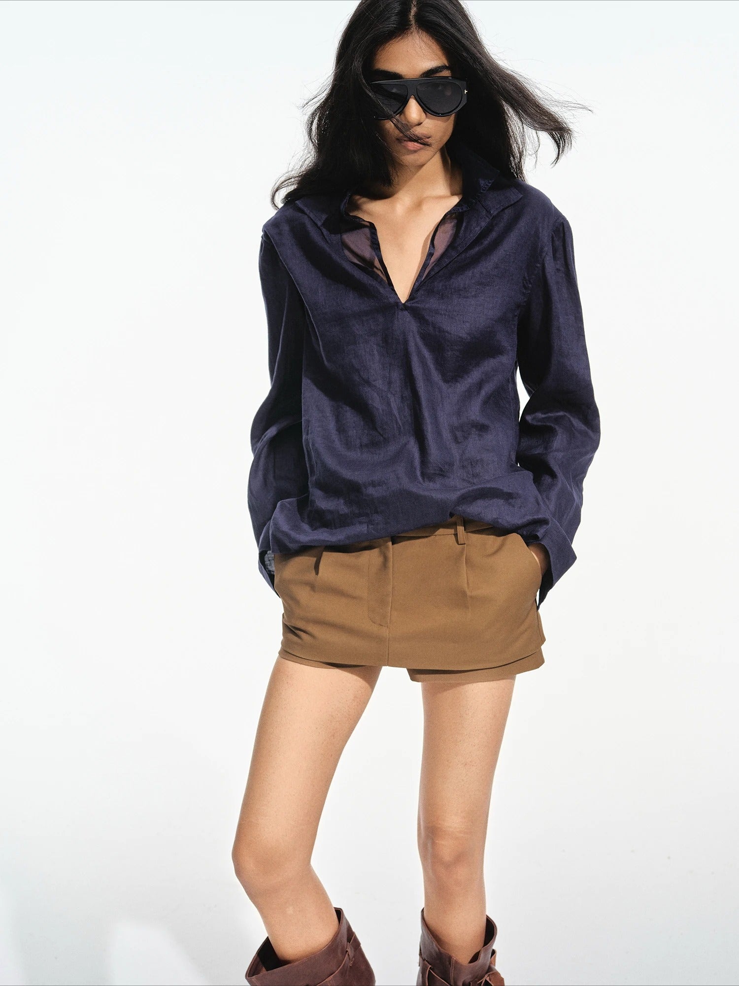 Linen V Neck Shirt