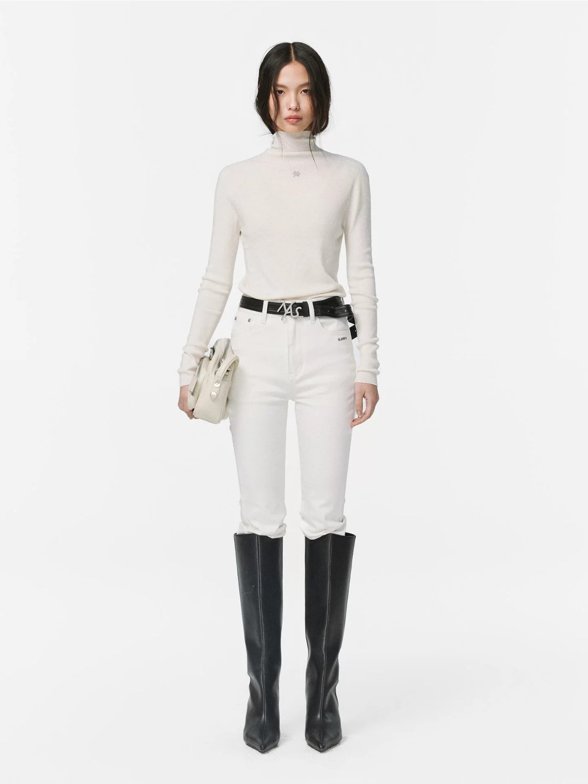 Cloud Fir Wool Turtleneck Knit Top