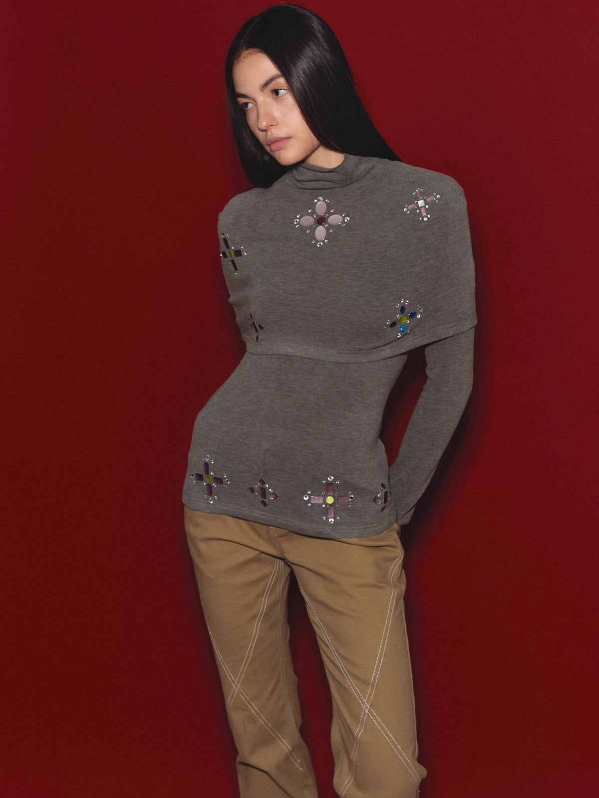 Gem-Detail Two-Piece Knit Set