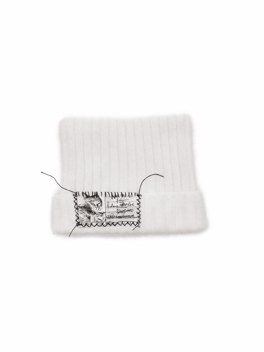 Knitted Cat-Ear Beanie with Hand-Stitched Label