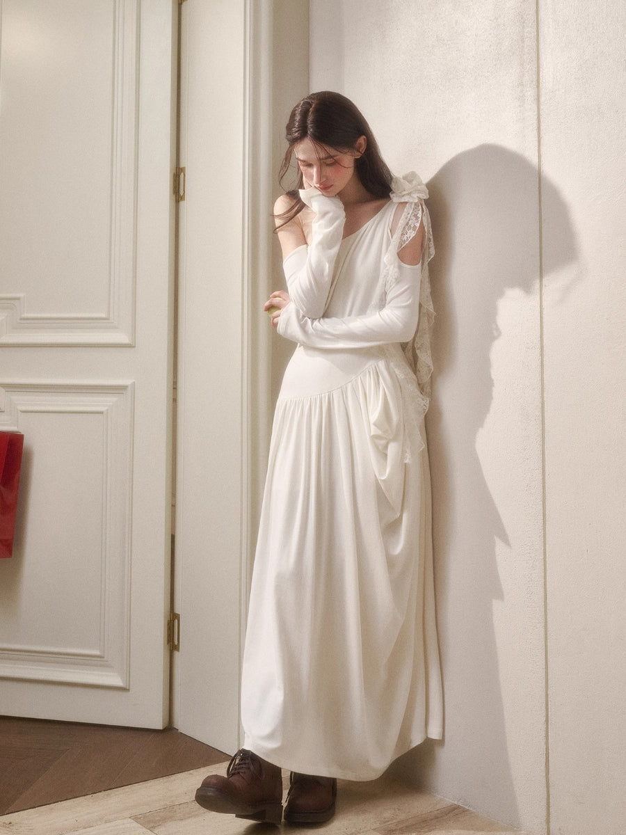 Hot Milk Off-Shoulder Knit Maxi Dress