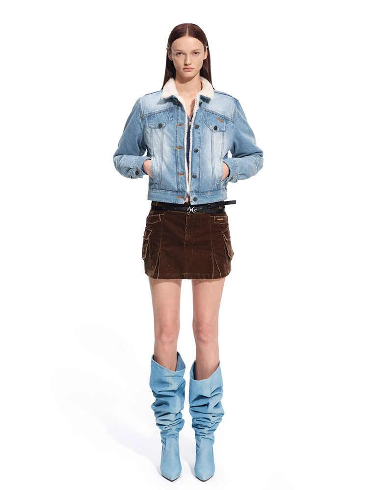 "Caraval Series" Washed Twill Denim Cotton-Padded Jacket