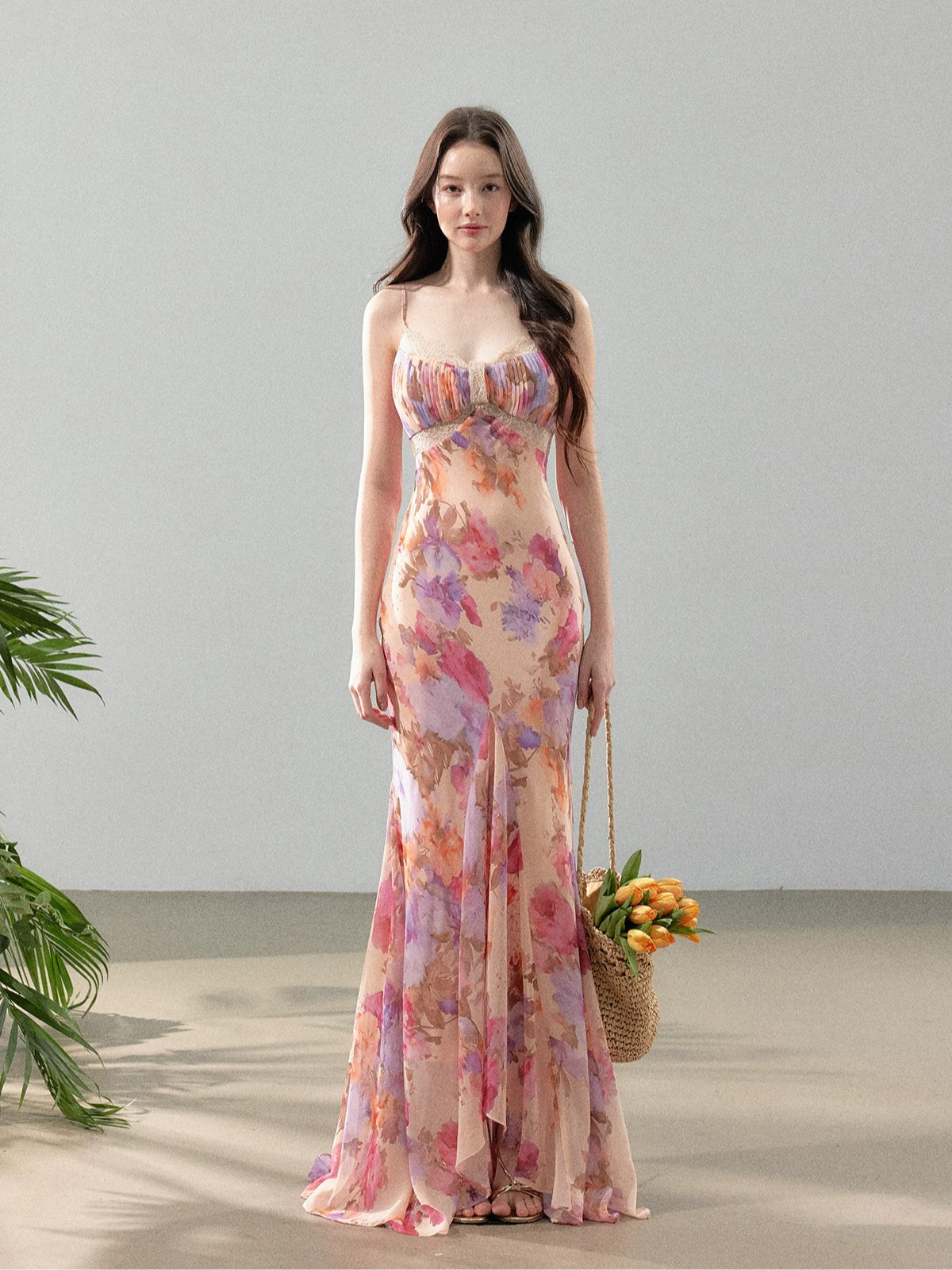 Printed Chiffon Fishtail Dress