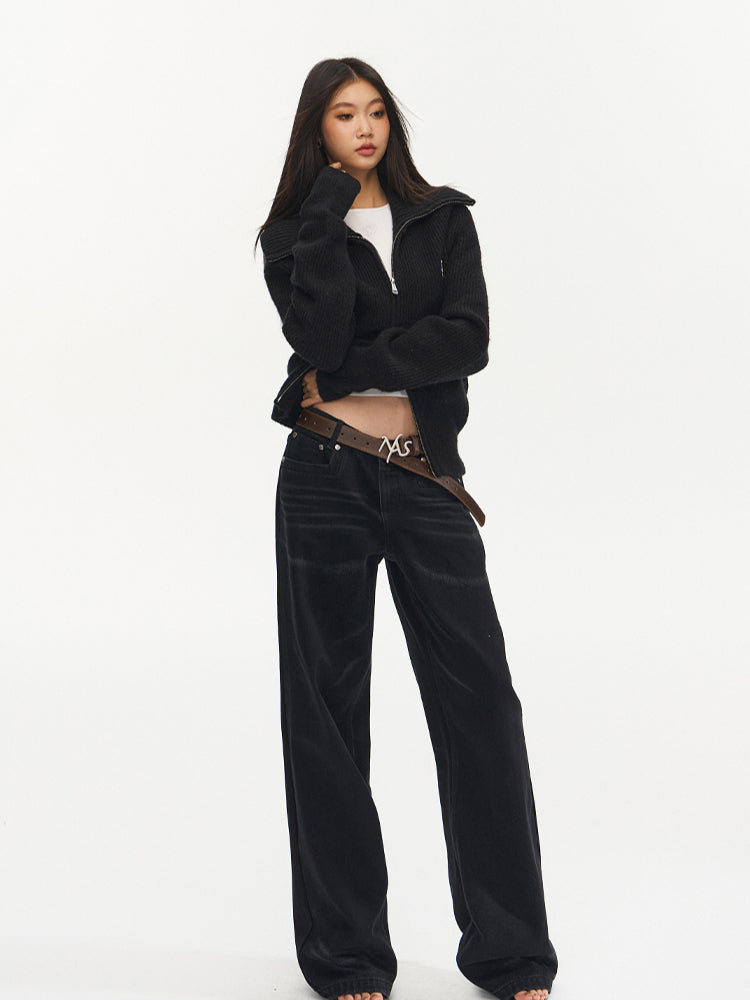Vintage Low-Waist Loose Straight-Leg Pants