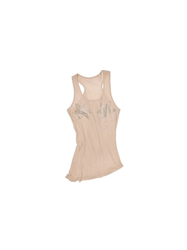 Floral Rhinestone Semi-Sheer I-shaped Tank Top