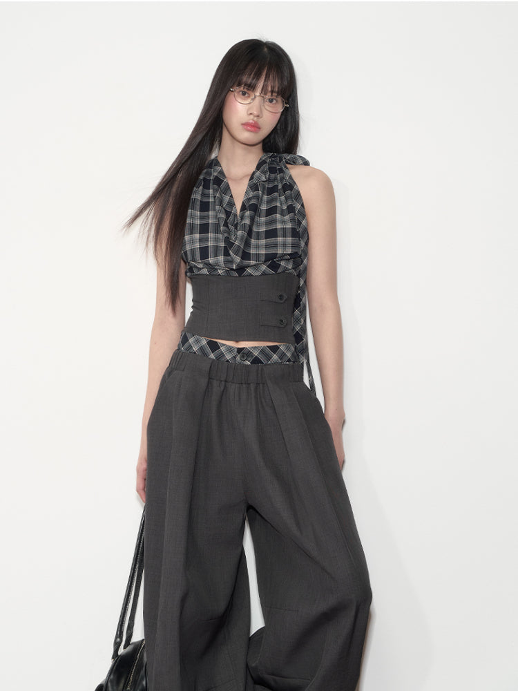 Checkered Halter Top & Pants Set