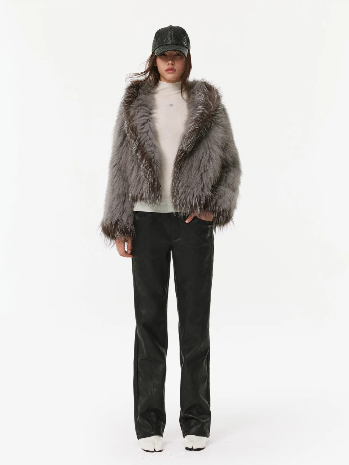 Silver Fox Trim Hooded Jacket