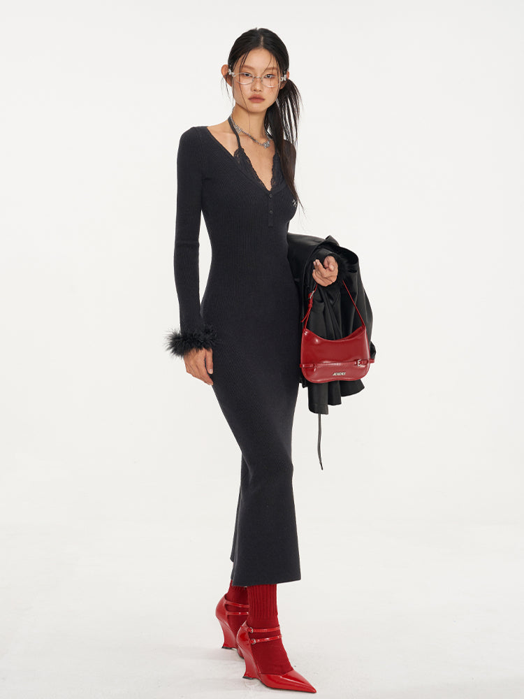 White & Black Mermaid Classic Dress