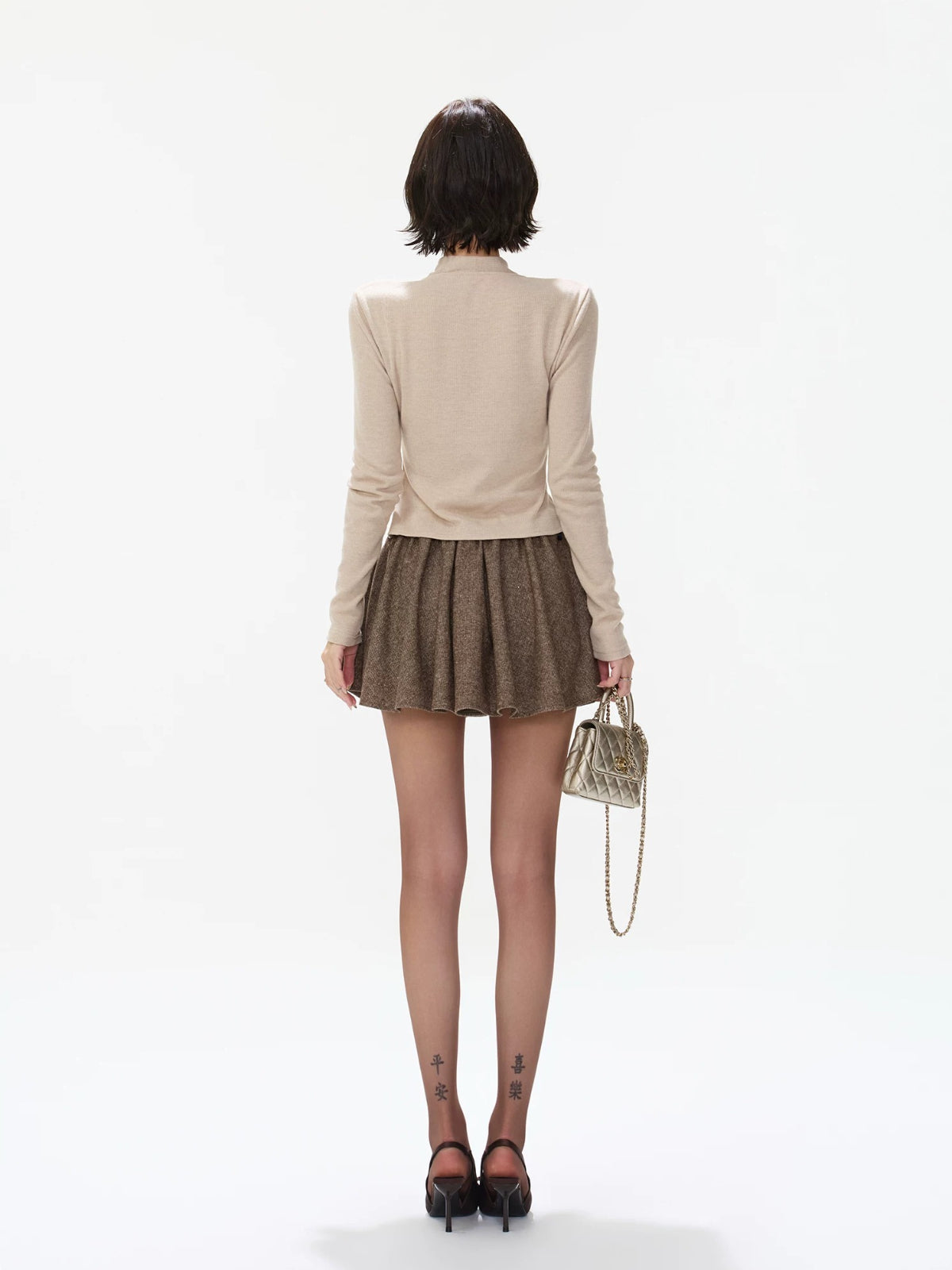 Asymmetric Ruffle Scarf Knit Top