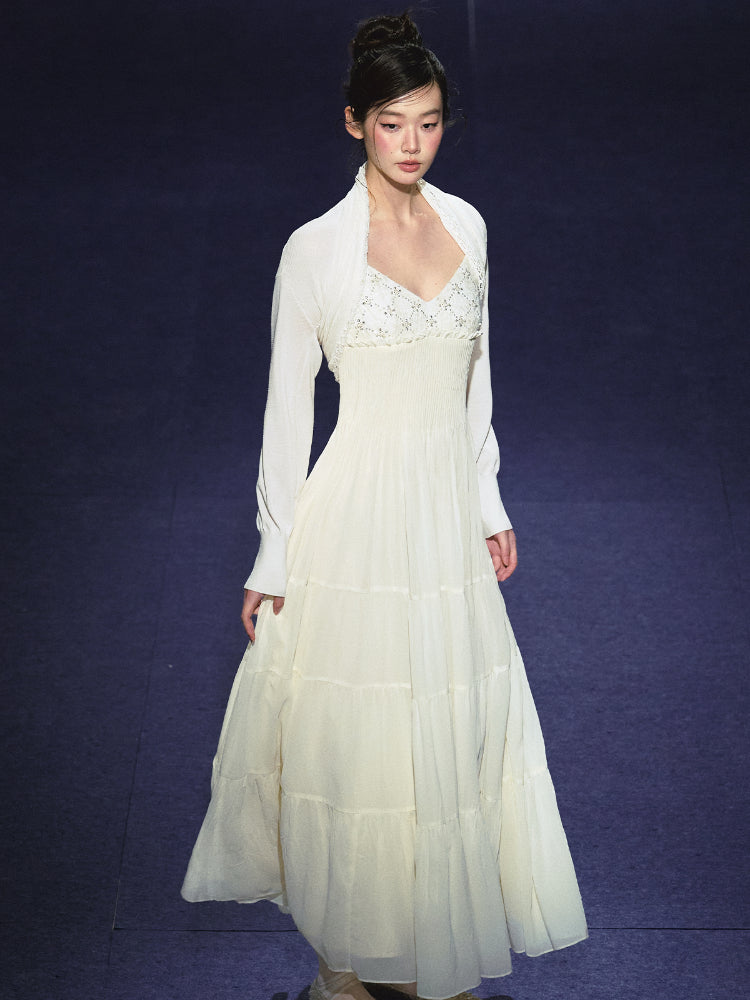 Embroidered V-Neck Slip Dress