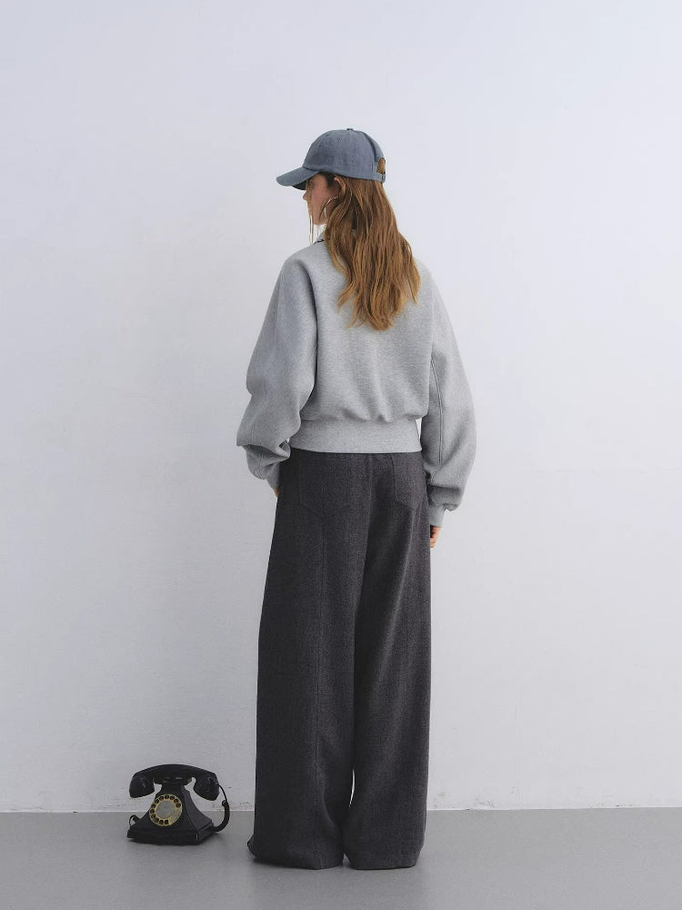 TR Front-Crease Wide-Leg Suit Pants