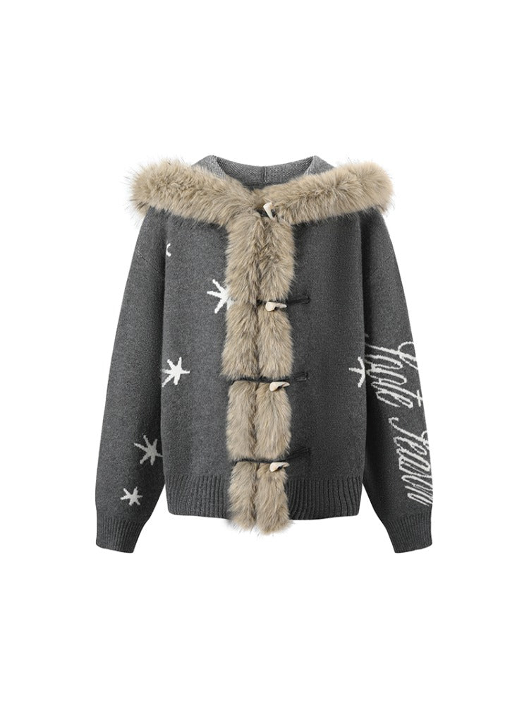 Hooded Toggle Knit Jacket