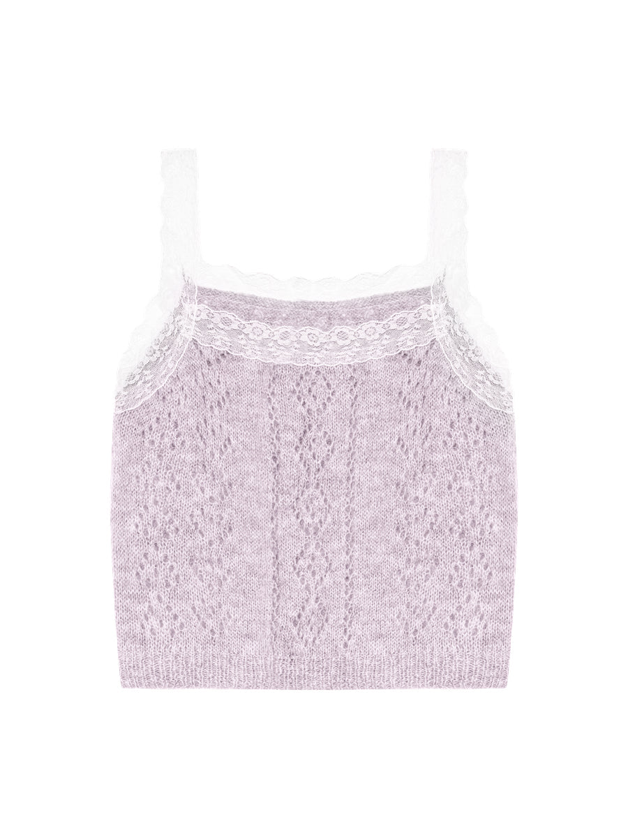 Gray & Purple Lace Trim Cardigan