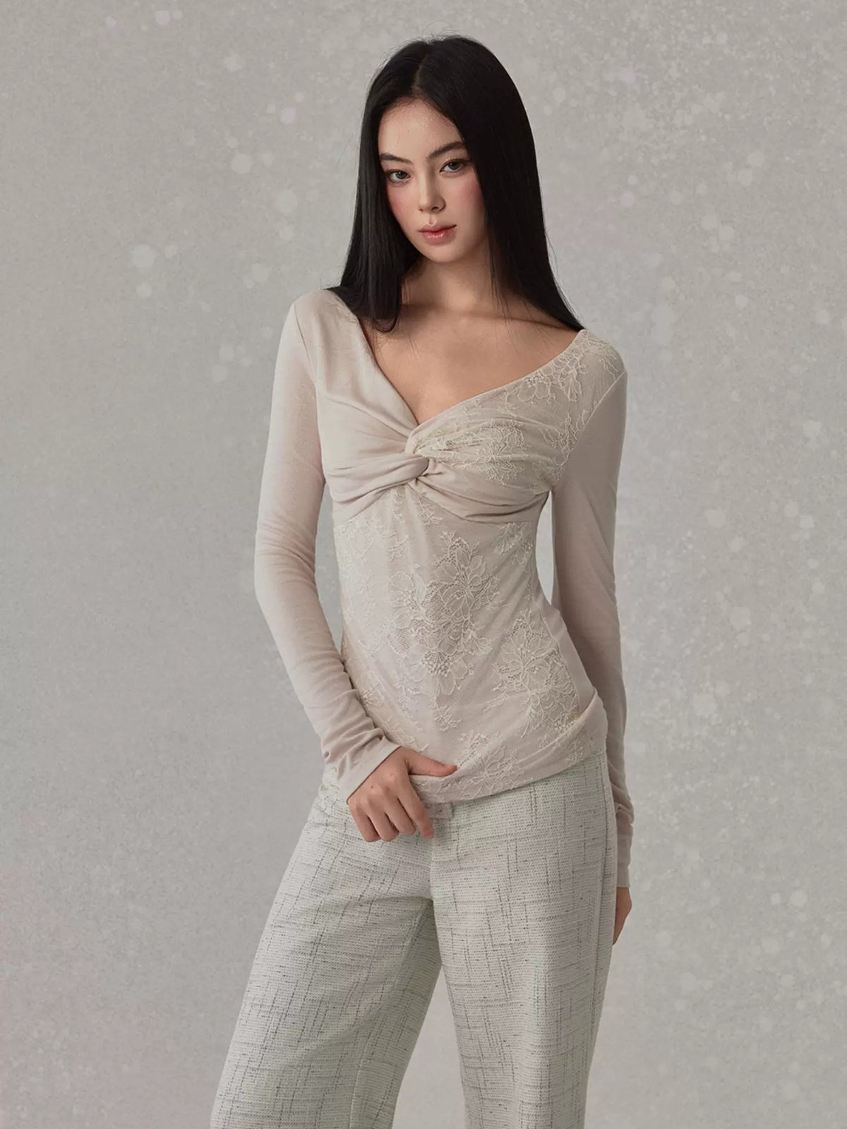Lace Twist Long Sleeve Top