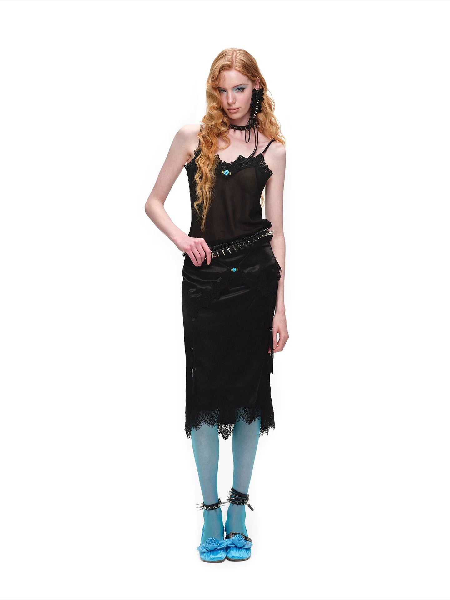 Asymmetric Satin Midi Skirt
