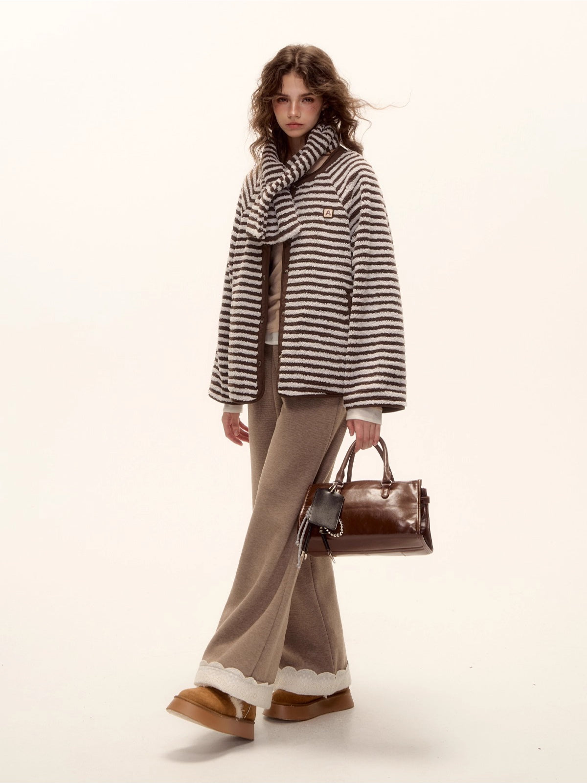 Reversible Striped Sherpa Jacket