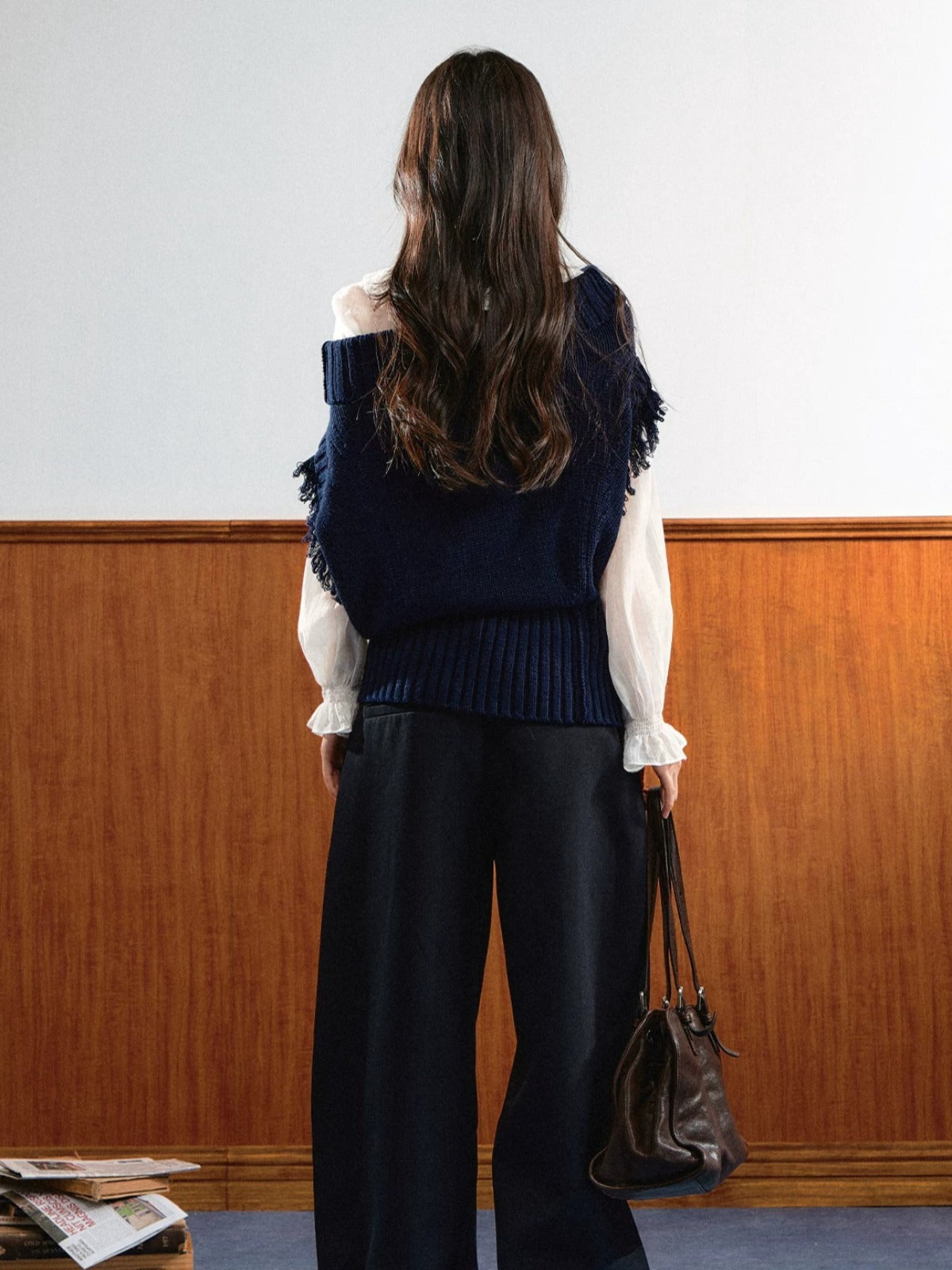 Asymmetric Ribbed Knit Vest