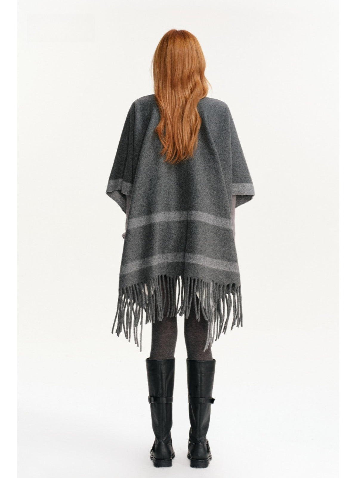 Contrast Plaid Fringed Knit Shawl