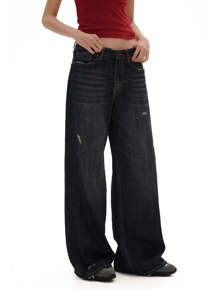 Vintage Cat Whisker Spray Camouflage Denim Capri & Pants