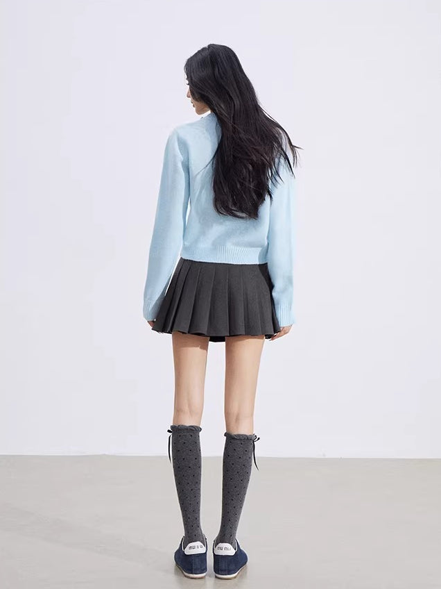 Beige & Blue Lurex Knit Sweater