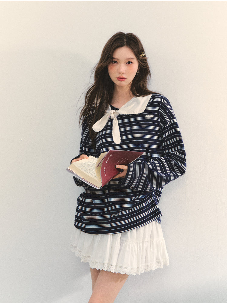 Bow Tie Stripe Long-Sleeve T-Shirt