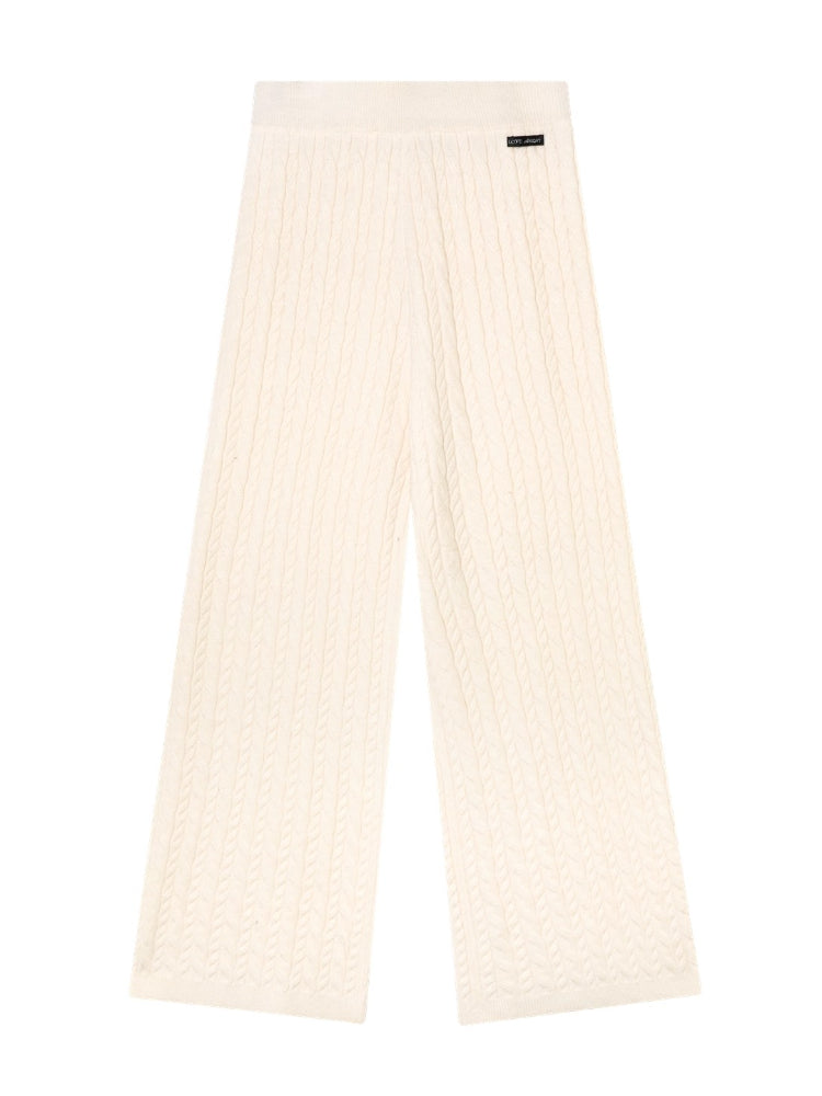 Wool Blend Cable Knit Hoodie and Pants Set