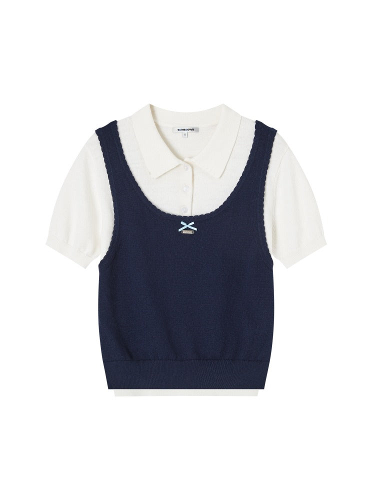 Polo Collar Two‑Layer Ice Silk T-shirt