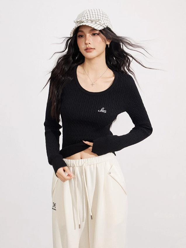 Black & Off-white Logo Knit Pullover