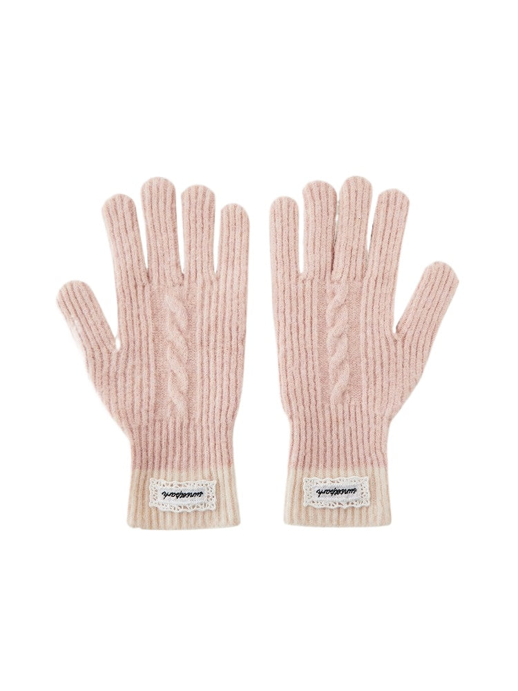 Knit Texture Wool Gloves