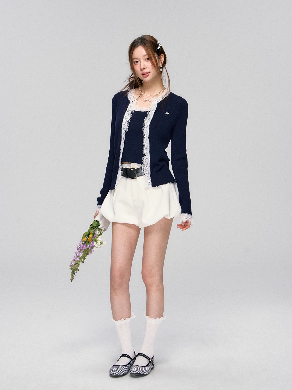 Lace Knit Cardigan Set