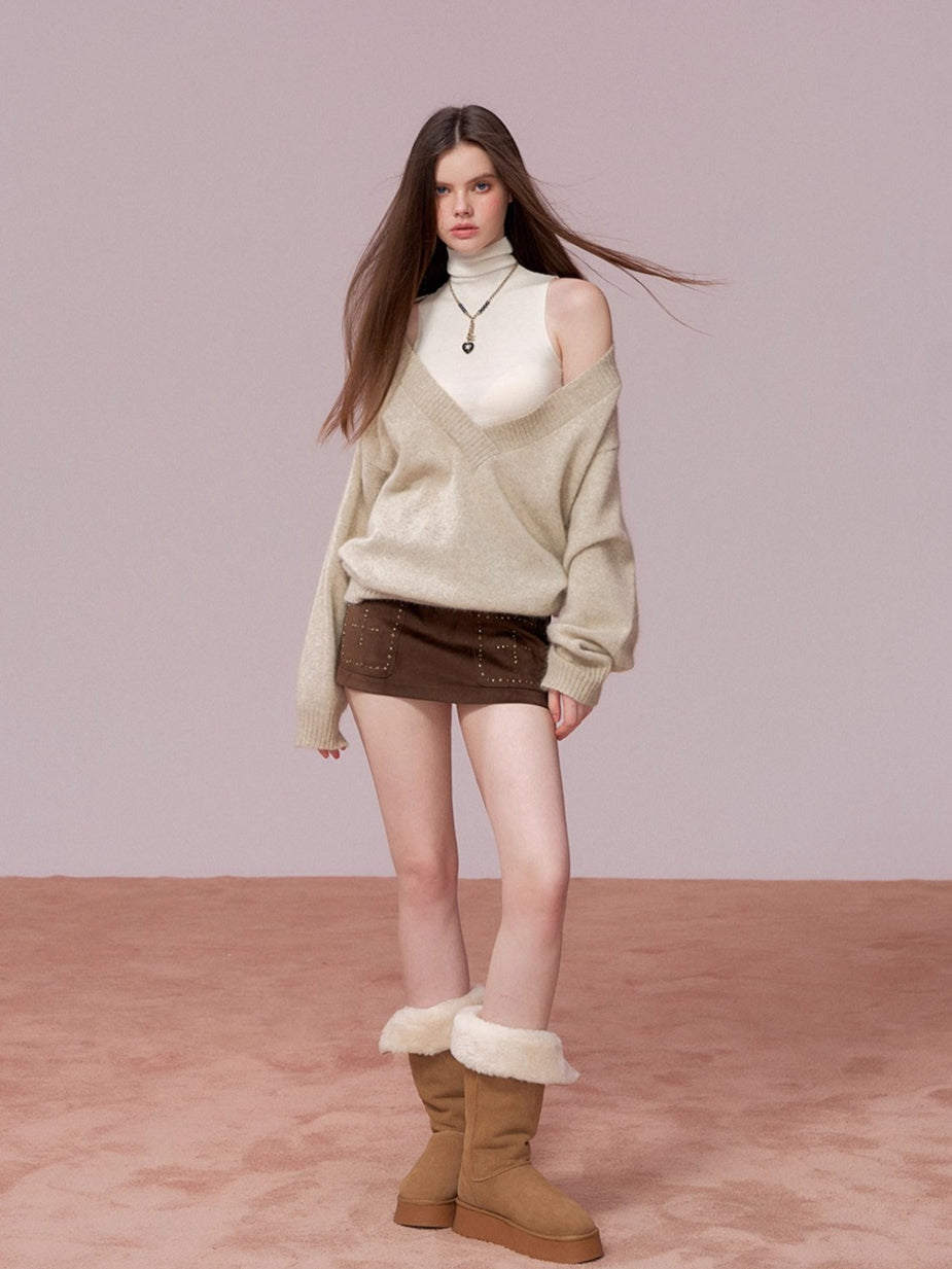 High Neck Sleeveless Knit Top