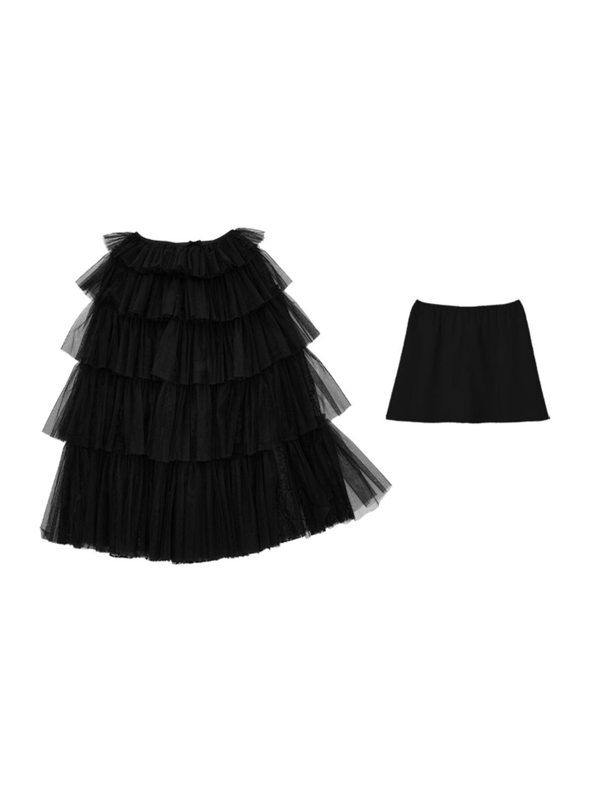 Tiered Lace Slit Midi Skirt