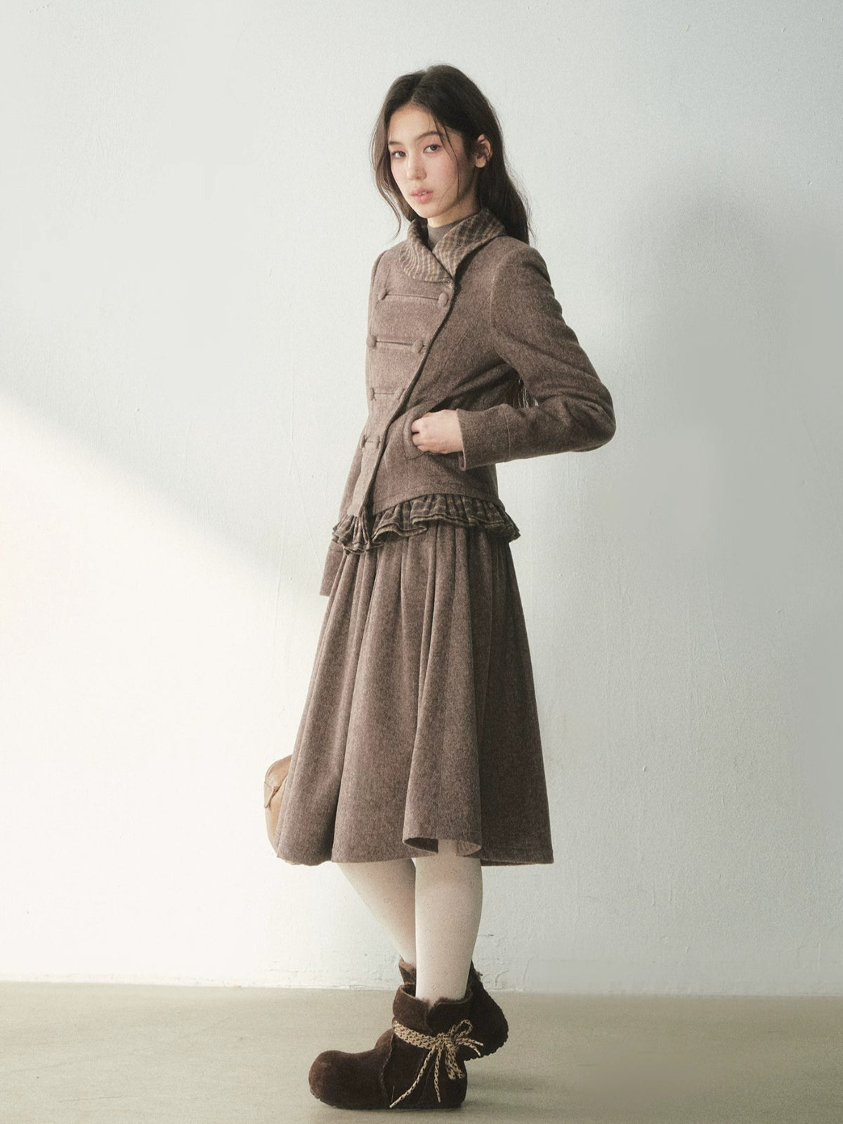 Vintage Double-Breasted Jacket & Midi Skirt Set