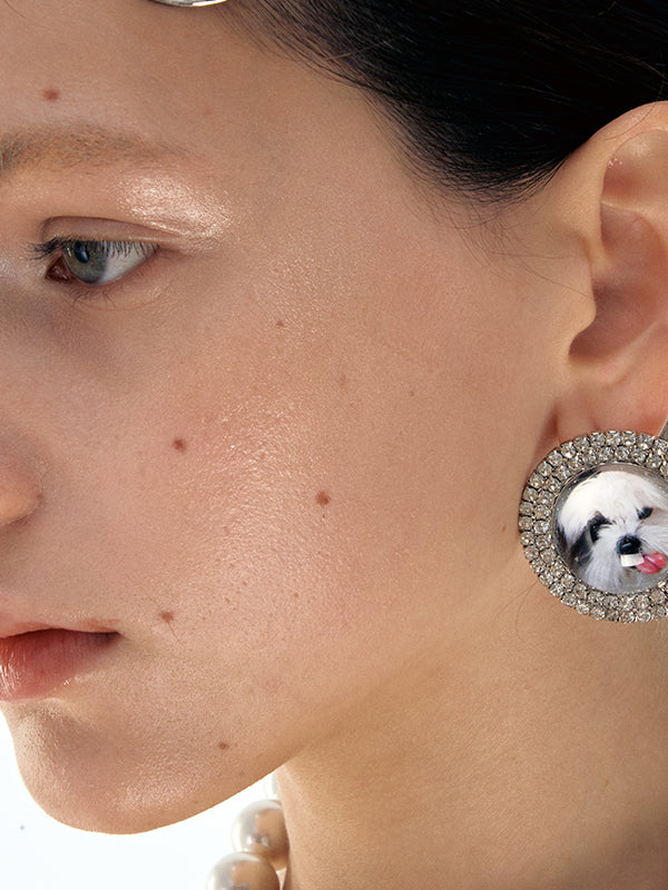 Cat & Dog Gem-Studded Animal Earrings