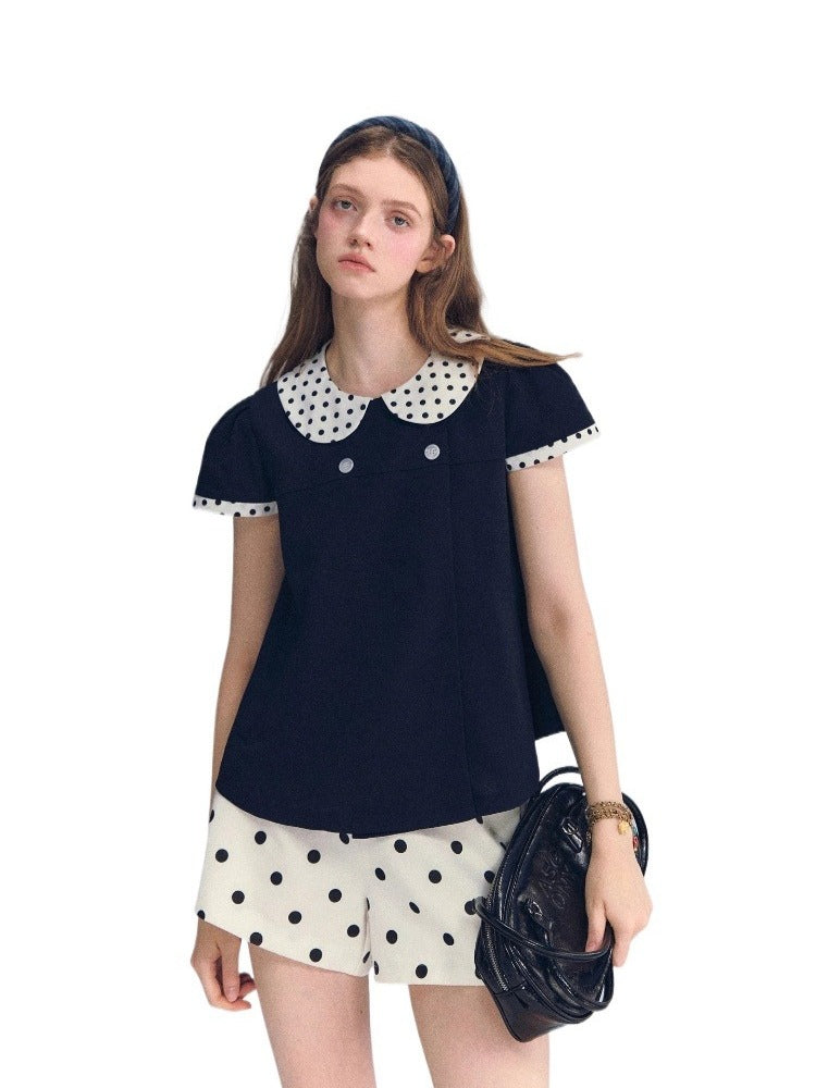 Polka Dot Collar Top