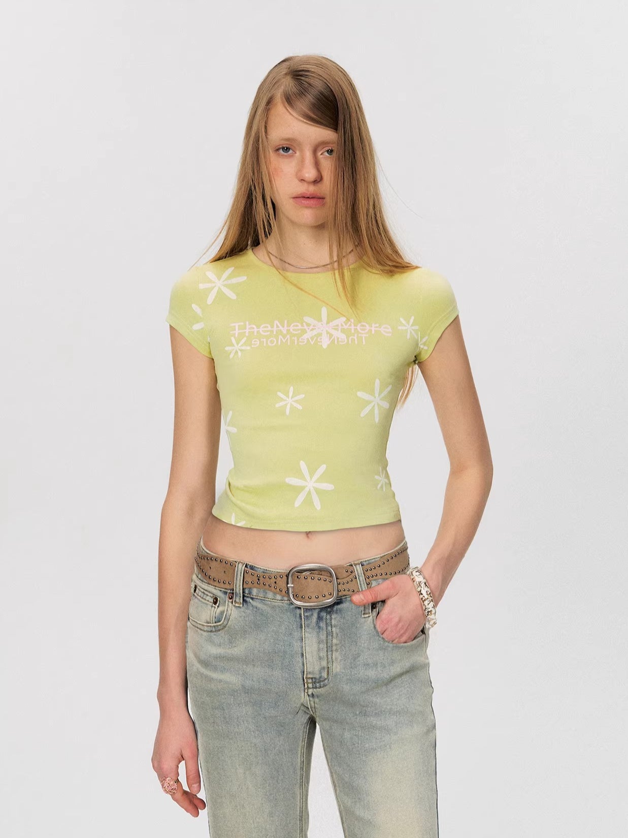 Contrast Floral Print Slim-Fit T-shirt