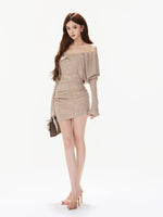 Sweet Lace Ruched Knit Bodycon Dress