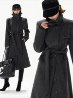 Gray Double Breasted Wool Coat