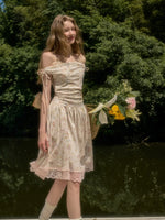 Floral One Shoulder Drawstring Dress