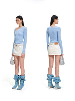 Polar Wool Blend Ribbed Knit V-neck