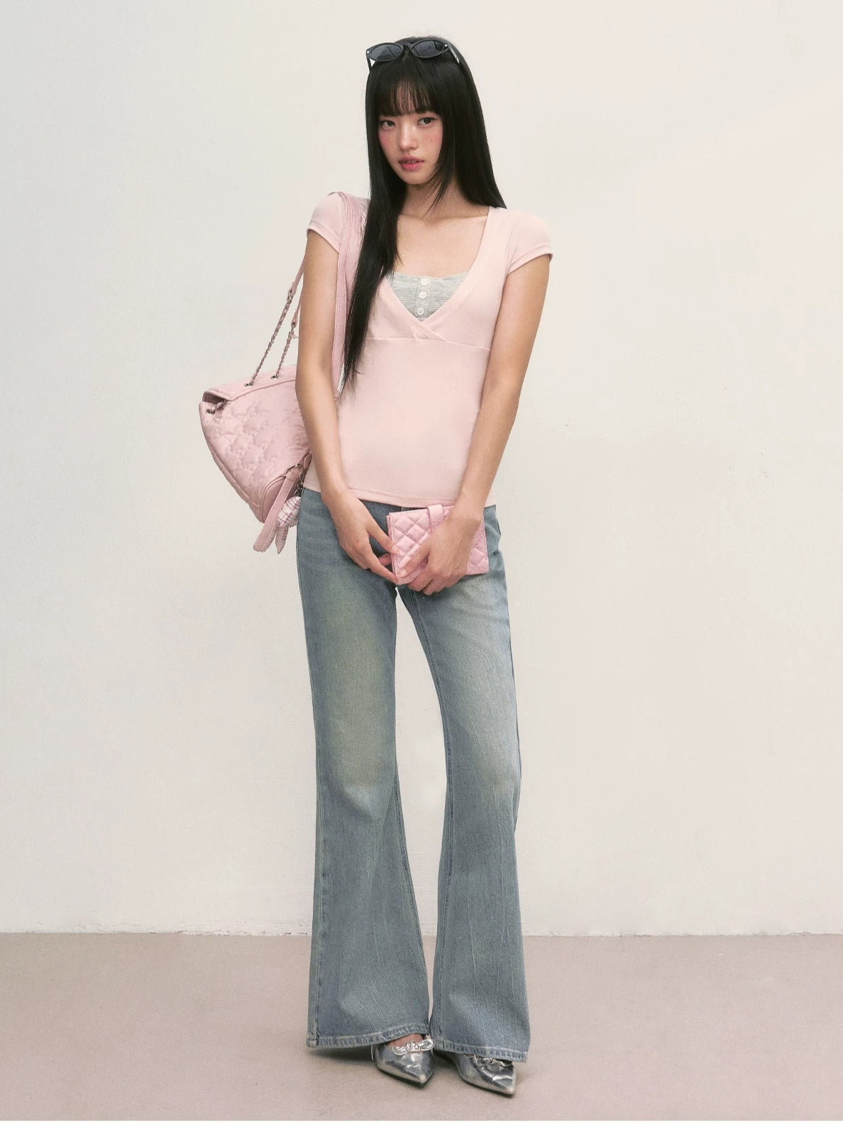 Pink Striped Layered Top Set