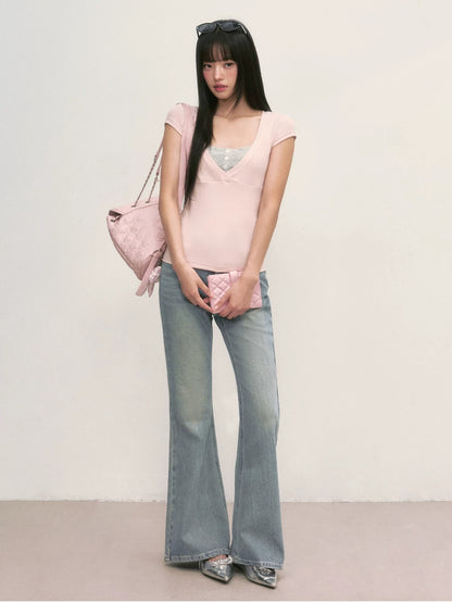 Pink Striped Layered Top Set
