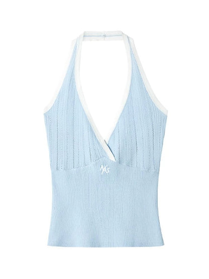 Pleated Halter Knit Tank