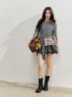 College Plaid Fake Two-piece Shirt