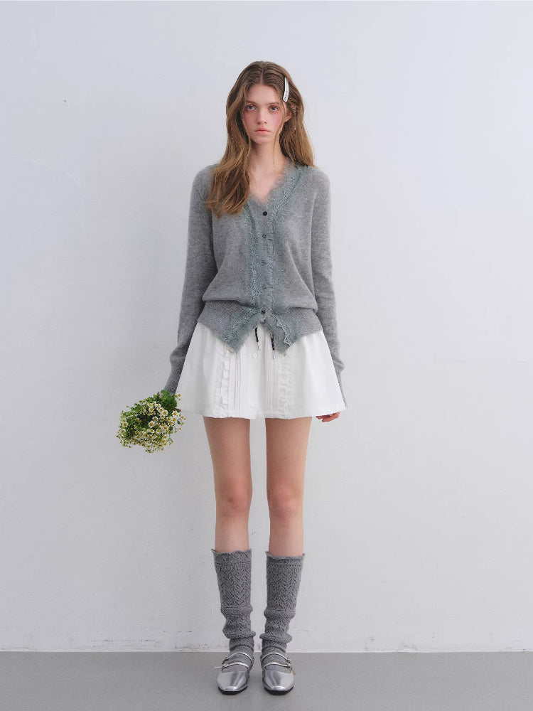 Lace V-Neck Wool Cardigan