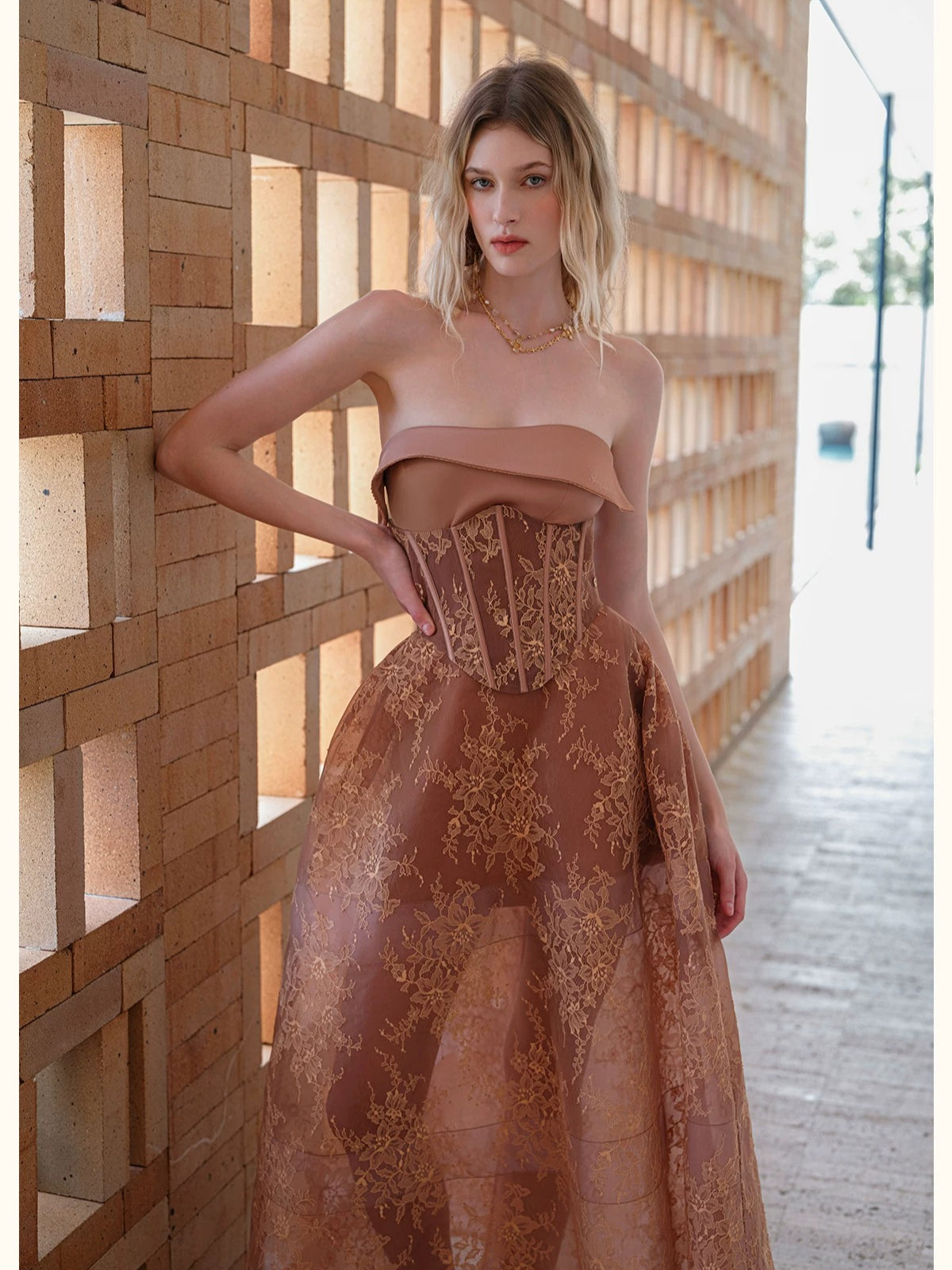 Collar Layered Tulle Mini Dress