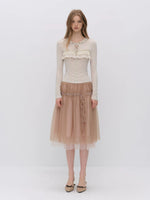 Lace Tie Tencel Wool Top