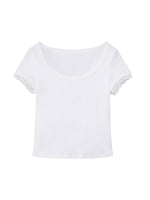 Lace Trim U-neck Tee